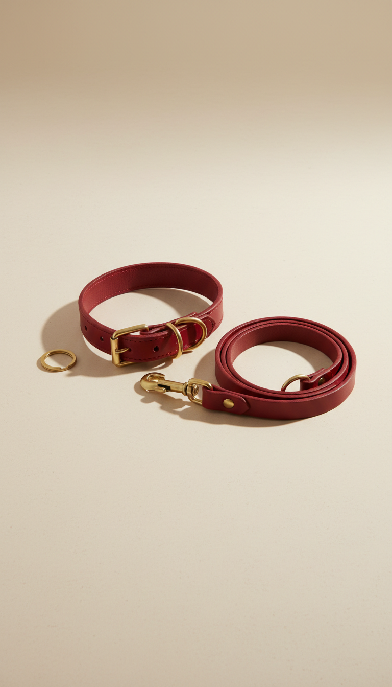Set collar y correa edición chic rojo